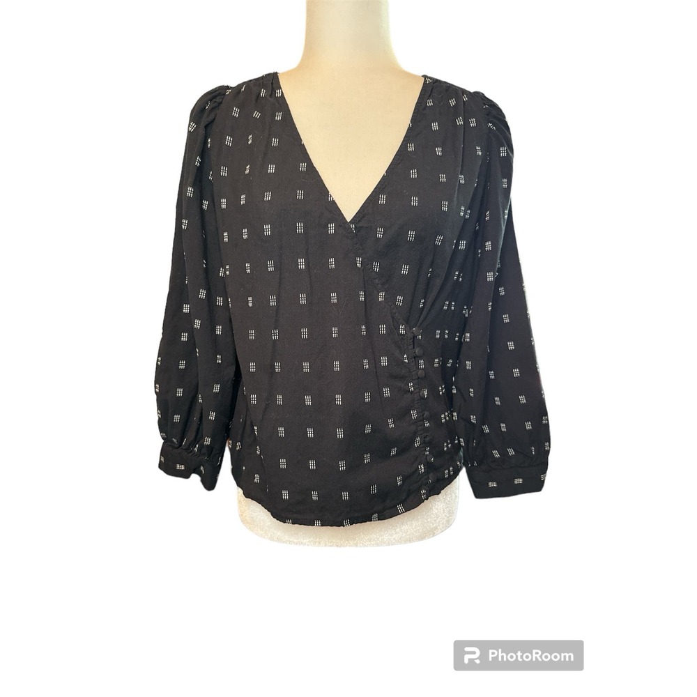Madewell Kinston Side-Button Wrap Top In Textured… - image 1
